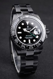 Rolex Swiss GMT Master II Pro-Hunter Black Steel Strap Black Dial