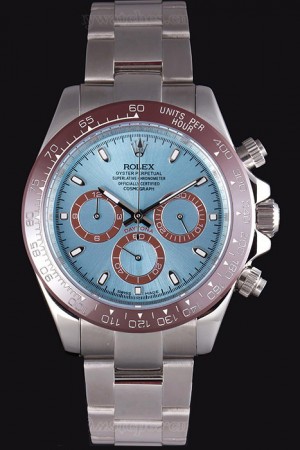 Rolex Daytona Replique Montre Ice Blue Dial Brown Bezel Stainless Steel Bracelet Pant117760